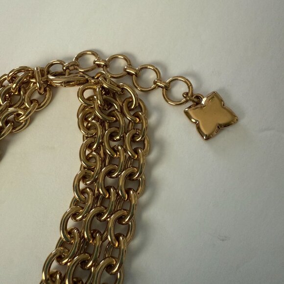 BCBG Max Azria Gold White 3 Strand Rope Chain Necklace Heavy Vintage-Inspired - Picture 13 of 13